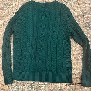 L.L. Bean Green 100% cotton Cable Knit Sweater